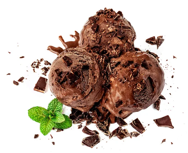 Lahodné Čokoládové Zmrzliny Bílém Pozadí — Stock fotografie