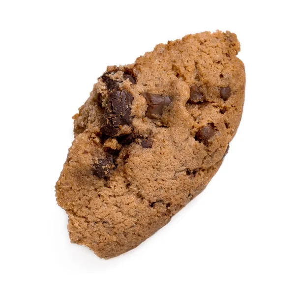一块巧克力片饼干与面包屑隔离在白色巴奇 — 图库照片