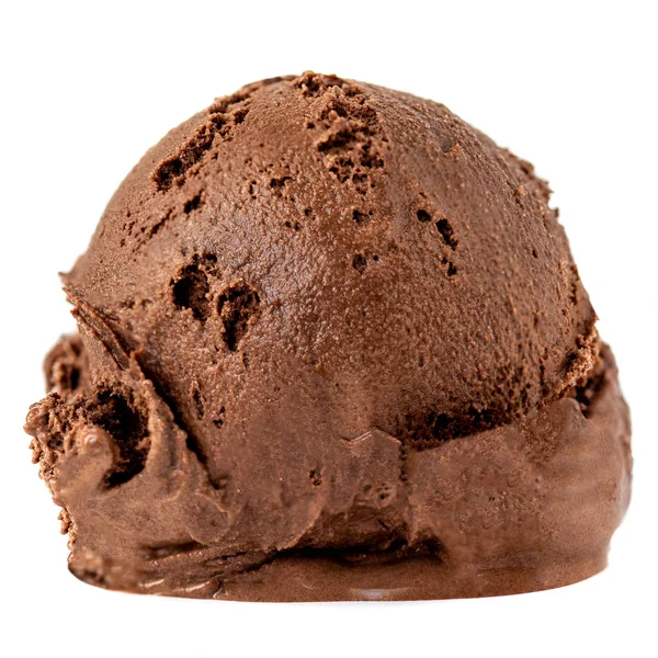 Çikolatalı Dondurma Topu Beyaz Bir Arka Plan Üzerinde Izole Kakaolu — Stok fotoğraf