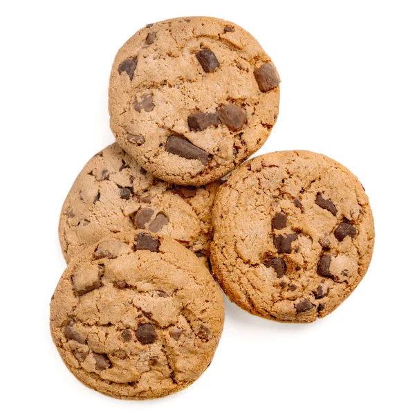 Galletas de chispas de chocolate aisladas sobre fondo blanco. Dulce Homem —  Fotos de Stock