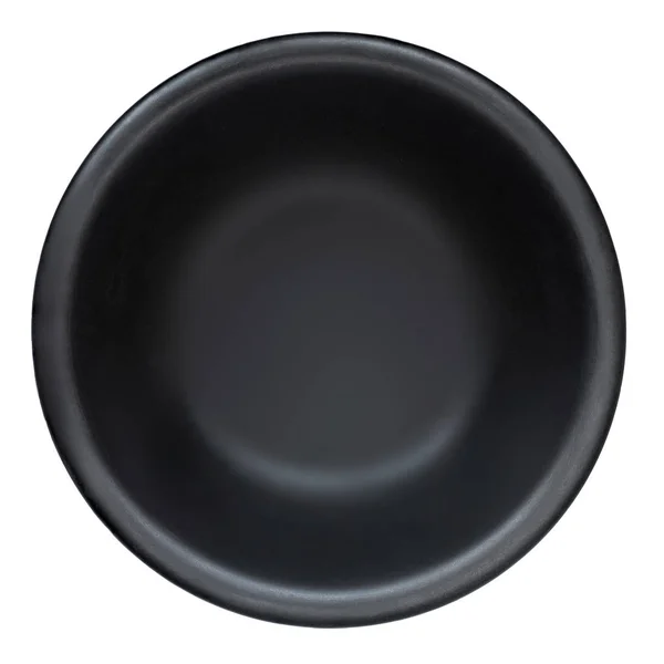 Black plate isolated on white background. Top view of empty Roun — Stock Photo, Image