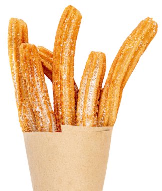 Pudra şekeri ile churros. Churro - Suga ile kızarmış hamur pasta
