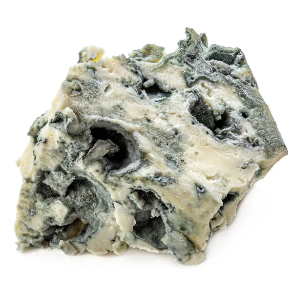 Queijo Gorgonzola isolado sobre fundo branco. Pedaço de Molde — Fotografia de Stock