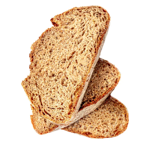 Three Bread toasts isolated on white background. Brown Bread sli — Stock Photo, Image