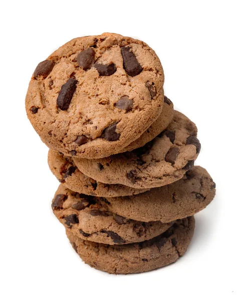 Chocolate Chip Cookie isoliert auf weißem Hintergrund. Stapel von aber — Stockfoto