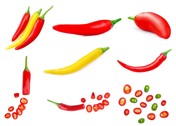 Spicy Chili peppers isolated on a white background. Fresh colorf