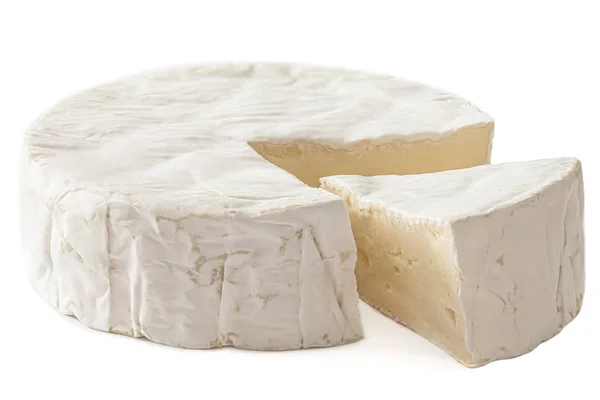 Τυρί Μπρι. Το τυρί μούχλα απομονώθηκε σε λευκό φόντο. Φαγητό — Φωτογραφία Αρχείου