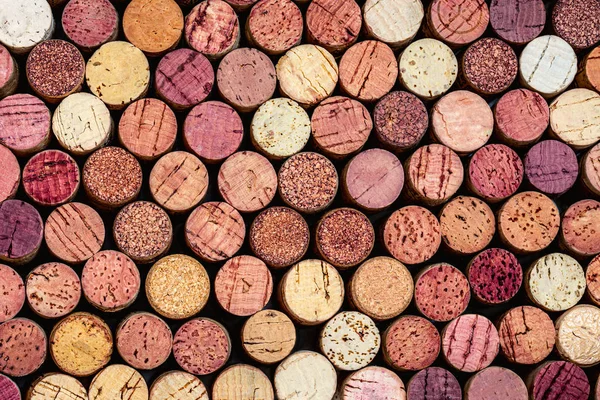 Tappi da vino Pattern. Vari tappi di vino in legno come sfondo . — Foto Stock