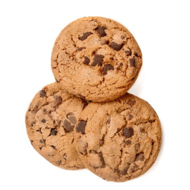 Çikolatalı kurabiyebeyaz arka plan üzerinde izole. Üç Coco