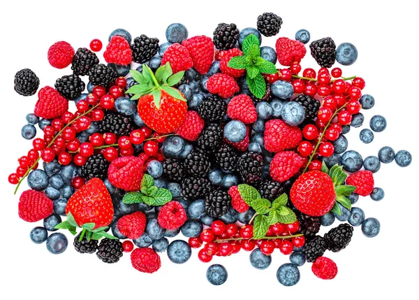 Berries. Assorted mix of  fresh summer berry fruits isolated on — Stock Photo, Image