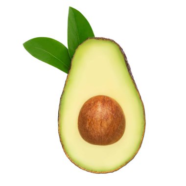 Avokado Izole. Beyaz ba yaprakları ile Tropikal Komik Avokado