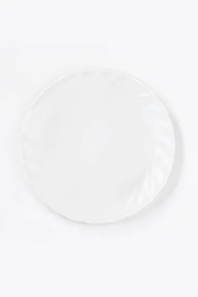 Empty White plate on white background top view. Flat lay — Stock Photo, Image