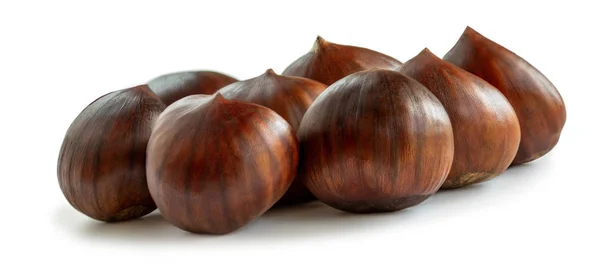 Chestnuts isolated on white background. Ripe sweet Chestnuts Royalty Free Stock Images