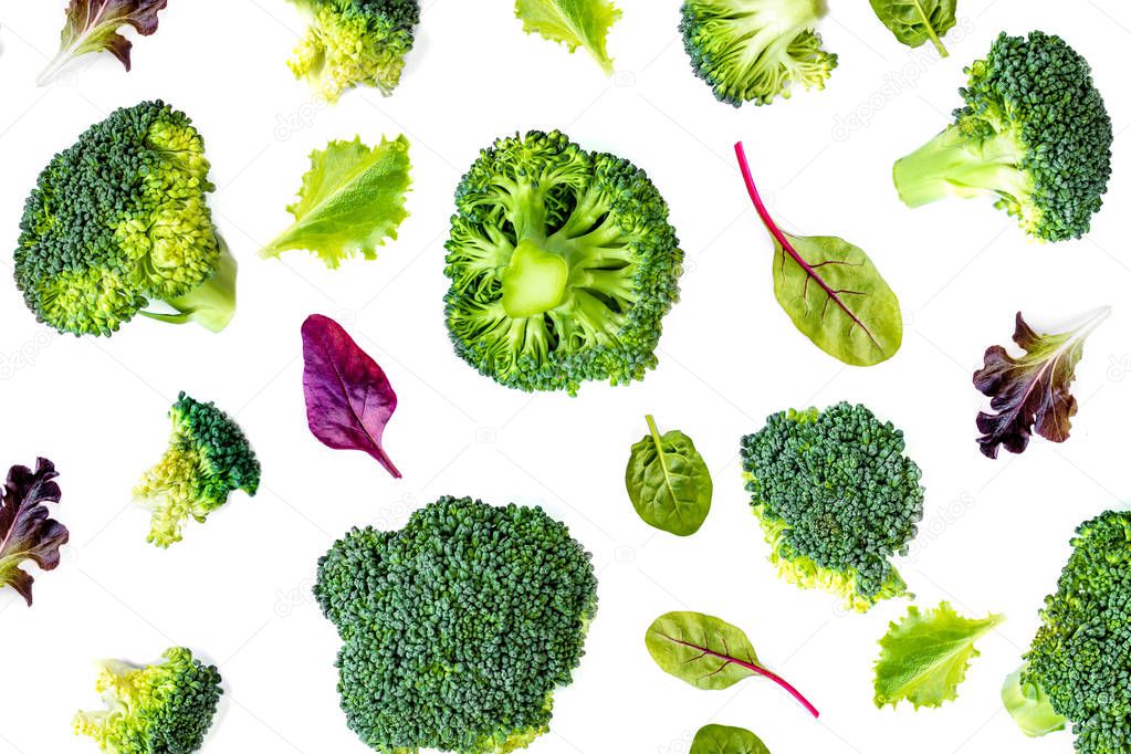 Broccoli Vegetable Pattern. Summer  abstract background. Broccol