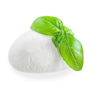 Mozzarella peyniri izole edilmiş. İtalyan bufalo sütlü peynir ve Ba