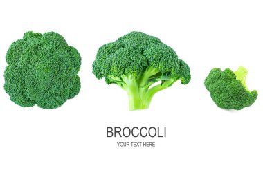  Taze brokoli. Yeşil Brokoli sebzeleri beyaz sırtında izole edilmiş.