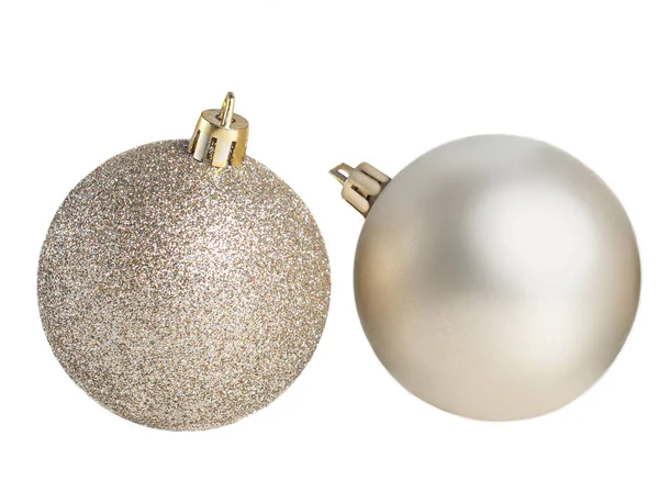 Silverjulbollar isolerade. Insamling av julgranskulor på — Stockfoto