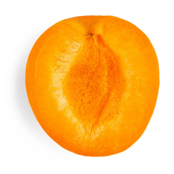 Halbierte Frische Aprikose Isoliert Auf Weißem Hintergrund Nahaufnahme — Stockfoto