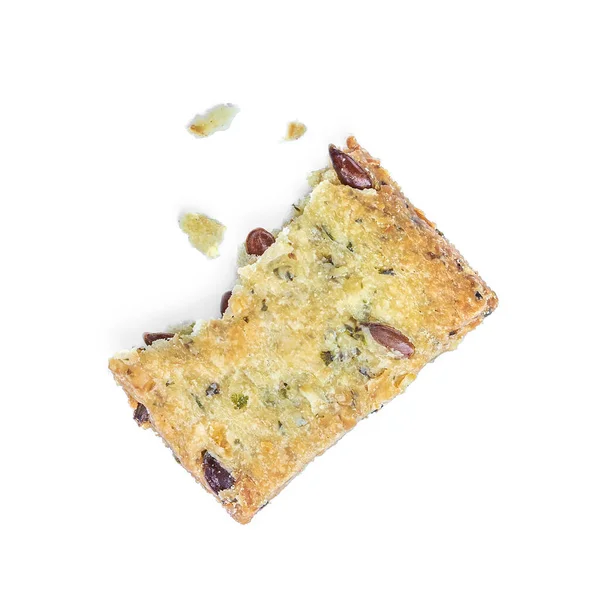 Galletas Crujientes Saladas Con Semillas Sésamo Romero Girasol Aisladas Sobre —  Fotos de Stock