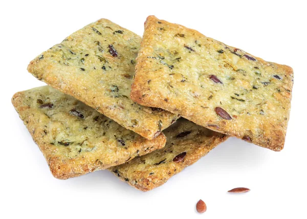 Galletas Crujientes Saladas Con Semillas Sésamo Romero Girasol Aisladas Sobre —  Fotos de Stock