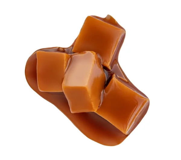 Caramelized Caramel Toffee Candy Isolated White Background Top View — Stock Photo, Image