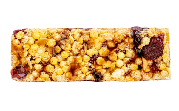 Barra Granola Aislada Sobre Fondo Blanco Cereal Energy Muesli Bar —  Fotos de Stock