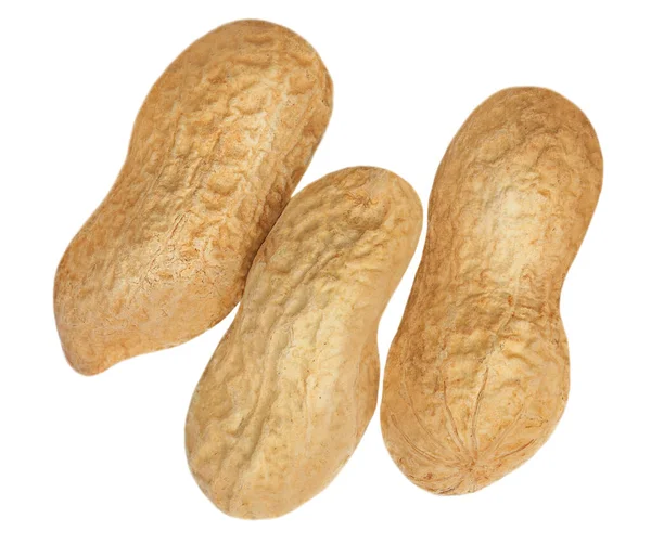 Peanuts Geröstete Nüsse Isoliert Auf Weißem Hintergrund Makro Ansicht Von — Stockfoto