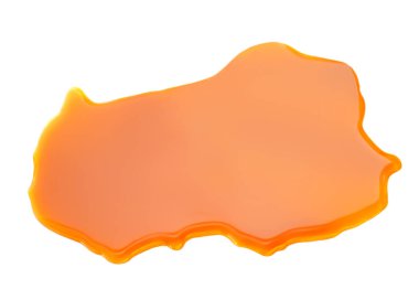 Dökülmüş karamel sosu beyaz arkaplanda izole edilmiş..