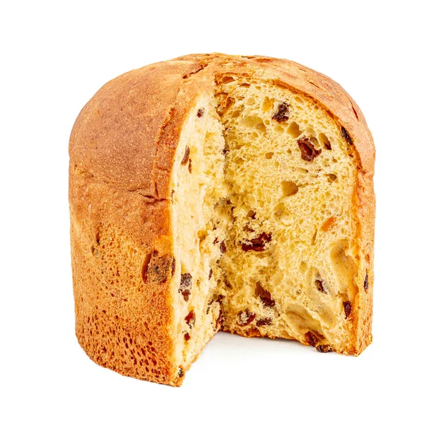 Panettone Fruit Christmas Cake Isolated White Background Christmas Stollen Raisins — Stock Photo, Image