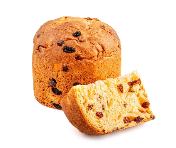 Panettone Bolo Natal Frutas Isolado Fundo Branco Natal Stollen Perto — Fotografia de Stock