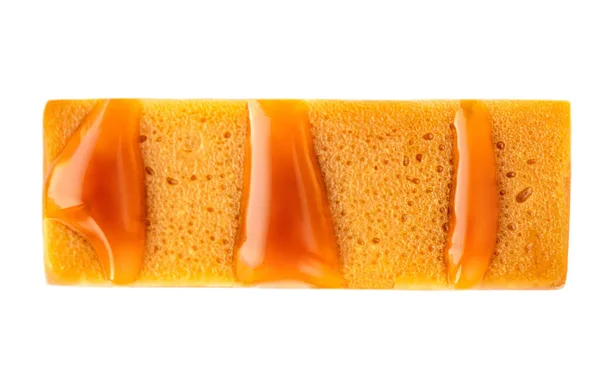 Karamell Honig Riegel Mit Karamellsoße Isoliert Auf Weißem Hintergrund Ansicht — Stockfoto