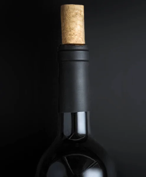 Bottle Red Wine Corkscrew Old Black Board Wine Concept Top — Stock Photo, Image