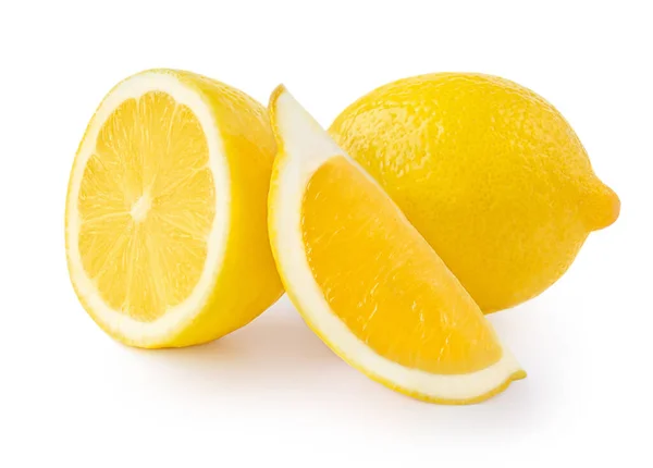 Een Groep Citroenen Geïsoleerd Witte Achtergrond Verse Citrusvruchten Macr — Stockfoto