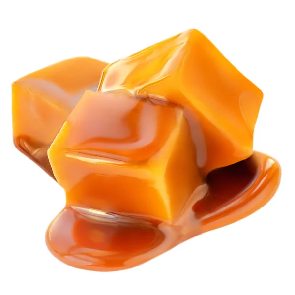 Caramelo Derretido Macio Isolado Sobre Fundo Branco Fluindo Doces Caramelo — Fotografia de Stock