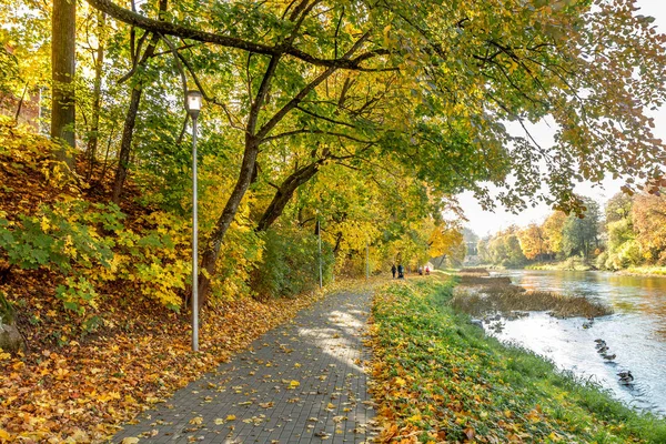 秋天沿河的路 — 图库照片