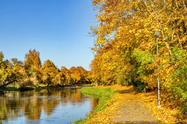 Путь Вдоль Реки Осенью — стоковое фото