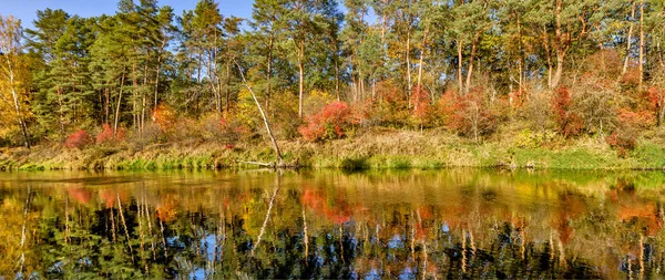 Золотая Осень Панораме Реки — стоковое фото