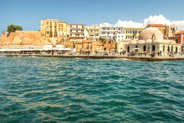 Islas Creta Ciudad Chania Desde Panorama Del Mar — Foto de Stock