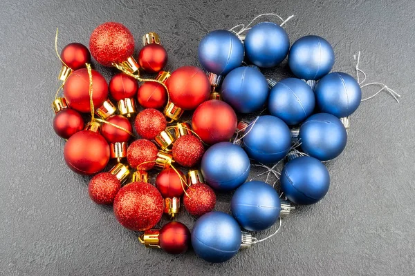 Coeur Boules Noël Rouges Bleues — Photo