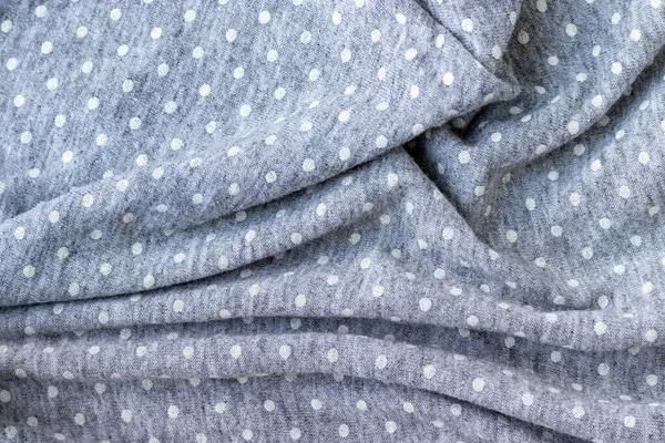 Soft Gray Cotton Jersey Texric Texture White Polka Dot Смятый — стоковое фото