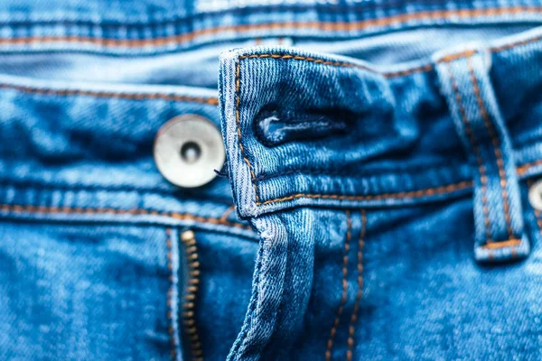 Frente Jeans Com Zíper Aberto Fundo Textura Tecido Ganga Azul — Fotografia de Stock