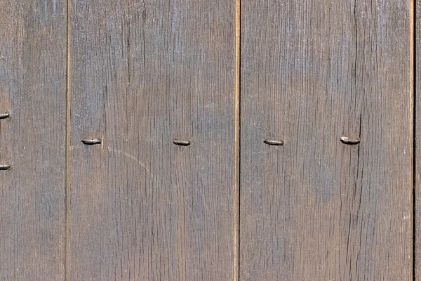 Oude Houten Achtergrond Met Verticale Verweerde Planken Metalen Klinknagels — Stockfoto