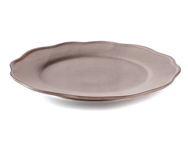 Modern Shaped Ceramic Plate White Background — Stock Photo, Image