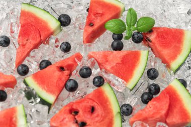 Buz üzerinde yaban mersini ile karpuz