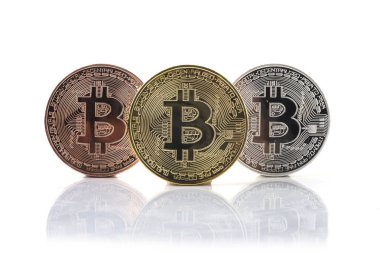 Paralar bitcoin sembolleri ile kompozisyon 