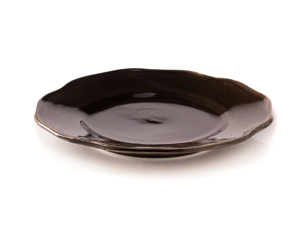 Black Modern Ceramic Plate Isolated White Background — Stock Photo, Image