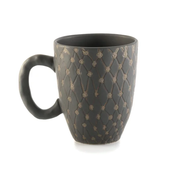 コーヒーや白い背景のマグカップの空のグレイ カップ — ストック写真