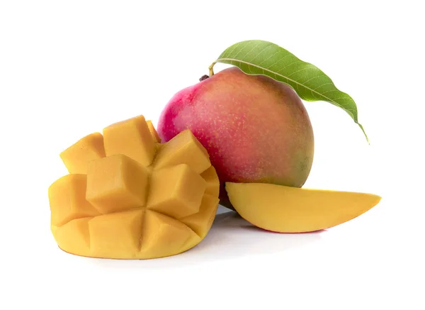 Mango Fruit Sliced Parts Isolated White Background — Stock Photo, Image