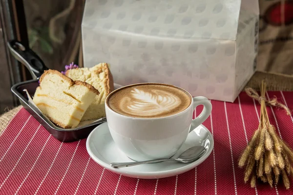 Tasse Kaffee Mit Latte Art — Stockfoto