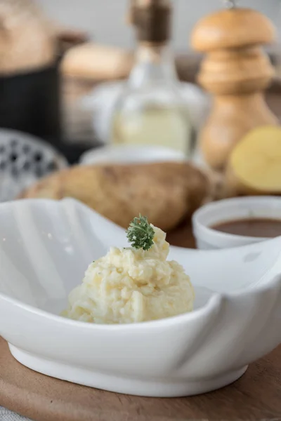 Mashed Potatoes Chives Served Small Bowl — Stock Photo, Image